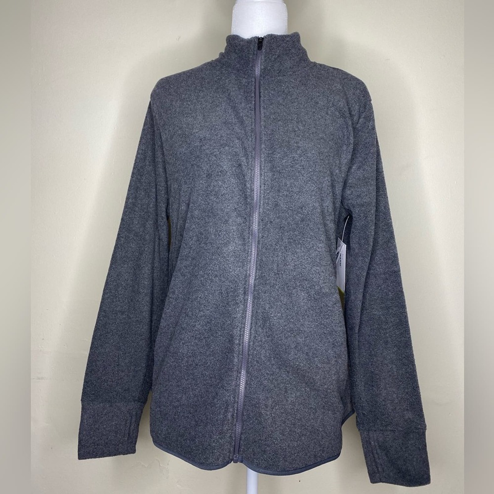 Old Navy grey fleece activewear zip sweater with thumb holes